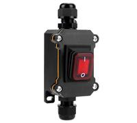 QWORK® IP65 Waterproof Inline Cord Switch with Red Indicator Light, 12-24V 30A, DPST Rocker Switch, Dual Position ON/OFF Control