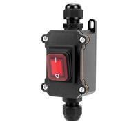QWORK® IP65 Waterproof Inline Cord Switch with Red Indicator Light, 220V 30A, DPST Rocker Switch, Dual Position ON/OFF Control
