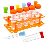 QWORK Jumbo Test Tubes & Liquid Droppers Set with Storage Stand, 12 Pieces Science Learning Tools for Primary Science