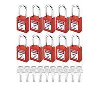 QWORK Keyed Alike Lockout Tagout Locks, Safety Padlock, 10 Padlocks with 20 Keys, for Lock Out Tag Out Stations and Devices, Red - Keyed Alike (WD10249)