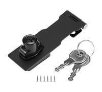 QWORK® Keyed Hasp Lock, Twist Knob Security Bolt Latch, Front Door, Garage, Box, Window, Cabinet, 4 Inch / 100mm, Black, 1 Pack