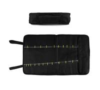 QWORK Knife Bag with 22 Compartments, Chef Knife Roller Bag Portable Oxford Knife Bag Tool Bag for Leisure and Camping, Black