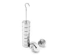 QWORK Lab Slotted Mass Set, Chromium-Plated Metal Slotted Weights, One Set - Total 1000g - Includes 9 Weights (100g Each) & One Hanger (100g)