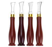 QWORK Leather Edge Creaser Set - 1.0/1.5/2.0/2.5mm, 4 Pcs Wood Handle Professional Leather Tool, Stainless Steel Edge Creaser