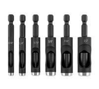 QWORK Leather Hole Punch Tool Set - 6-Piece Carbon Steel Punch Kit with Drill Bits (3/16" to 1/2") for Crafting, Belts, and Grommets, High-Precision Leather Punch Tool