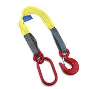 QWORK Lifting Slings, 3.3 Ft Heavy Duty Single Leg Wire Rope, 6600lbs Polyester Webbing Sling with G80 Steel Hook, 1 Pack