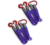 QWORK Lifting Slings Straps with Hooks - 5 Feet, 4409 Pounds Capacity, 2 Pack Polyester Webbing - Purple Rigging Straps for Engines, Cranes, Hoists