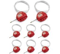 QWORK Lockout Tagout Cable Lock, 8 Pack Adjustable Steel Vinyl Coated Cable Lockout, 3/16" Diameter, 5.9' Length, Red