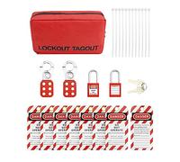 QWORK Lockout Tagout Kit with Hasps, Lockout Tags, Red Loto Locks, Two Padlocks with Keys, Electrical Lock Out Tag Out Kit for Electrical Lockout Applications