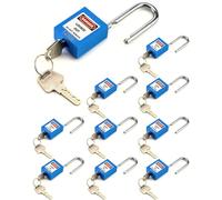 QWORK Lockout Tagout Locks, Safety Padlock, 10 Blue Padlocks with 20 Keys, Keyed Different, for Lock Out Tag Out Stations and Devices