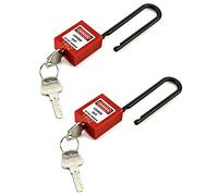 QWORK® Lockout Tagout Locks, Safety Padlock, 2 Padlocks with 4 Keys, 3" Extended Nylon Non-Conductive Lock Handle, Red