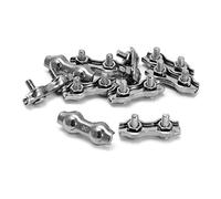 QWORK® M2 Duplex Wire Clamp, 304 Stainless Steel Wire Rope Clip Cable Clamp for 1 mm- 1,5 mm Wire Ropes, 10 Pcs