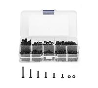 QWORK® M3 x 8/10/12/15/20 mm Black Nylon Hex Screw/Nut/Washer Assortment Kit for DIY Electrical Circuit Board Mounting, 350 Pcs