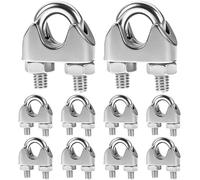 QWORK® M4 Stainless Steel Cable Clamps, Ø 4mm Wire Rope Grips, 10PCS