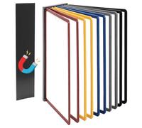 QWORK® Magnetic A4 Wall Mounted Document Holder - 10 Panels in Black - Display Panel Wall Unit Include Magnetic Plate and Screws