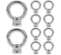 QWORK Marine Grade Stainless Steel 316 Eye Bolt, 1/2" UNC Thread, 10 Pack