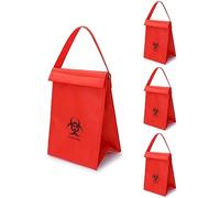 QWORK Medical Insulated Biohazard Cooler Bag, 4 Pack Medical Specimen Transport Bag, Bio Transport Bag, 6.75" x 10" x 5.75", Red