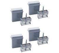 QWORK Microscope Slides Staining Jar and Rack, 24-Slots, 4 Pack, Grey