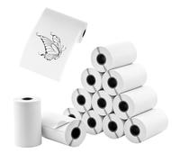 QWORK® Mini Thermal Printer Sticker Paper, 53mm x 3.6m White Self-Adhesive Rolls - Waterproof & Oil-Proof for Study Notes, DIY Scrapbooking - Compatible with Phomemo M02, T02, M02S, 12 Rolls