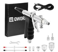 QWORK® Multipurpose Airbrush Kit Split Design - Bullet Nozzles 0.3mm 0.5mm 0.8mm, Paint Cups 2cc 5cc 13cc, Hose Length 6ft/1.9m - Air Brush Paint Set