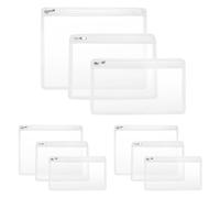 QWORK Multipurpose PVC Waterproof Pouch, Clear Travel Bags for Cosmetic, Wallet, Pencil Organize with Strong Closure Zipper, White Side, 3 Sizes, 9 Pcs