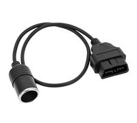 QWORK® OBD2 to Cigarette Lighter Adapter Connector - 16Pin OBD2 Male Plug - 18AWG 60cm Power Extension Cable, for Automotive Power Supply