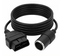 QWORK® OBD2 to Cigarette Lighter Adapter Connector - 16Pin OBD2 Male Plug - 18AWG 60cm Power Extension Cable, for Automotive Power Supply
