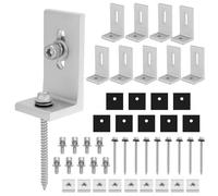 QWORK® Pack of 10 90° Aluminium Angle Connection Angle for Solar Panel Mounting, L-Mounting Bracket PV Bracket Flat Roof, with Screws