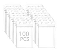 QWORK® Pack of 100 Vertical Card Holder for Lanyard, Thickened 0.56mm Plastic Name Tag Badge ID Card Holder 115x70 mm for Card Size 90x60 mm (3.5"x2.4")
