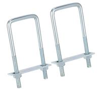 QWORK® Pack of 2 Lashing Brackets U Bracket M10 Galvanised Steel - 60 x 150 mm - with Counter Plate & M10 Nuts - Lashing Bracket for Trailers, Trucks, Vans, Roof Rack