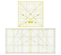 QWORK Pack of 2 Patchwork Ruler, 15 x 15 cm and 15 x 30 cm Quilting Ruler with Scale, Universal Cutter Ruler for Precise Sewing
