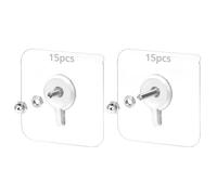 QWORK® Pack of 30 Adhesive Screws for Wall Mounting - 8 mm/10 mm Stainless Steel Screw Rod - 6 x 6 cm - 10 kg Load No Drilling