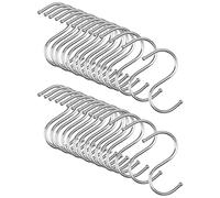 QWORK Pack of 30 S Hooks, Stainless Steel, 6.5 cm, Metal Hooks for Hanging Pots and Pans, Plants, Tools, Clothes, Towels
