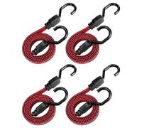 QWORK® Pack of 4 Bungee Cords Straps with Hooks - 43 Inch 110cm Heavy Duty Elastic Straps for Bikes Camping Car Roof Rack Cargo Securing (Random Color)