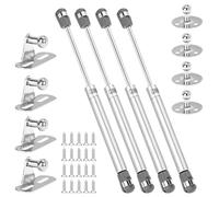 QWORK® Pack of 4 Gas Spring Kit, 200N/20 kg Gas Pressure Damper, Silver Gas Spring Damper Hinge for Kitchen Cabinet Doors