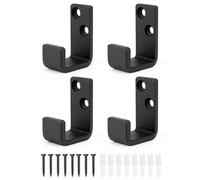 QWORK® Pack of 4 Heavy Duty Black Steel Wall Hooks J Hooks for Hanging Cables, Wires, Sports Equipment (5.5 x 4 cm)