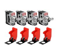 QWORK® Pack of 4 ON/OFF Rocker Toggle Switch with 4 Waterproof Cap, SPST 2 Pin 2Position Switch, 10A/12VDC, 6A/24VDC