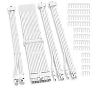 QWORK® PC Cable Extension Set, 30 cm PSU Extension Cable 16AWG, 24 Pin ATX / 4+4 Pin EPS / 6+2 Pin PCI-E Power Supply Cable Set with Cable Combs for Gaming PCs/GPU/CPU