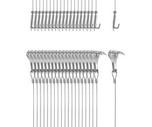 QWORK® Picture Hanging Wire Kit, 2m × Φ1.5mm Stainless Steel with Wire Adjustable Hook and Rail Moulding Hook Hold Up to 40 KG (20 pcs)