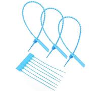QWORK Plastic Tamper Seals, 200 Pack Tamper Self-Locking Security Zip Tie, Pull-Tite Security Tag for Fire Extinguishers and Fire Safety, 9-13/16" Long, Blue, WD30453