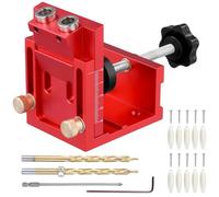 QWORK® Pocket Hole Jig Kit, 15° Angle Drill Guide Dowel Jig with 2 HSS Drill Bits, Carpentry Hole Positioner Tools