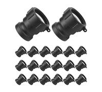 QWORK Poly Cam Lock Fittings, 20 Pack 2” Part A Cam Groove Hose Fitting, 2" Male Adapter x 2" Female Thread, IBC Tote Valve, IBC Tote Fittings, Black