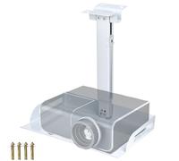 QWORK Projector Holder Adjustable in Height, White Projector Mount with Integrated Cable Management, Load Capacity up to 10kg