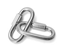 QWORK® Quick Link, 304 Stainless Steel Chain Connector, M4, D Shape, Heavy Duty Locking for Outdoor Traveling Equipment, Hammock and Camping, can bear 120 kg, 6 Pack