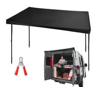 QWORK® Rear Barn Door Awning Cover, 600D Oxford Fabric Waterproof Campervan Awning with Storage Bag, Compatible with Transporter T4 T5.1/T5 T6