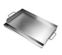 QWORK® Rectangle Griddle Plancha, 304 Stainless Steel Griddle Plate with Grease Trough, for Most BBQ Gas Grills and Charcoal Grills