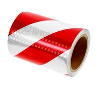 QWORK® Reflective Tape Red and White 5.9" x 33ft - Heavy Duty Waterproof Conspicuity Tape for Trailers, Trucks, Caravans & Outdoor Safety - Self Adhesive Honeycomb Warning Tape 15cm x 10m
