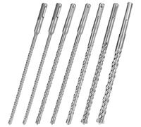 QWORK Reinforced Concrete Drill Bit Set 7-Piece 6 6 8 8 10 12 14 x 210 mm Professional Masonry Drill for Hammer Drill and Hammer Drill