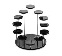 QWORK Round Acrylic Products Display Riser Stands, 12 Tier Jewelry Display Stands for Rings Earrings,Mini Figurines, Black