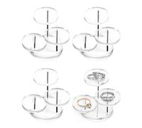 QWORK Round Acrylic Products Display Riser Stands, 3 Tier Jewelry Display Stands for Rings Earrings,Mini Figurines, Clear, 4 Pack